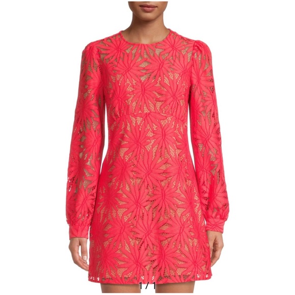 MICHAEL MICHAEL KORS Palm Lace Mini Dress - Sangria - size 0 - Picture 1 of 13